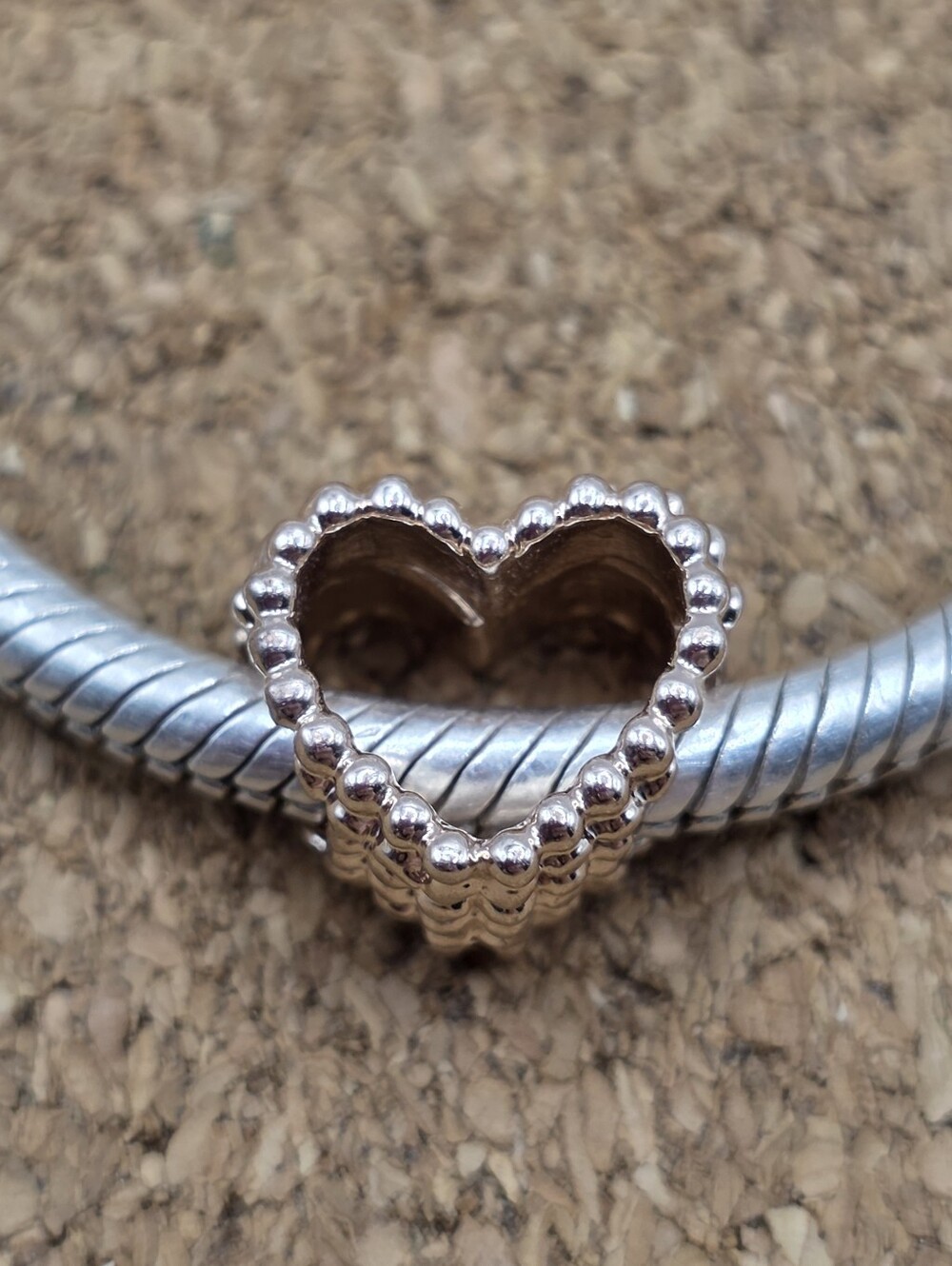 5/$25 ❤️ ROSE GOLD BEADED HEART SPACER CHARM FOR PANDORA